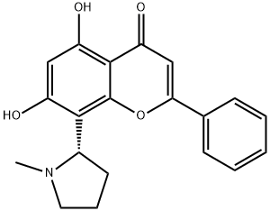 (-)-5,7-ジヒドロキシ-8-(1-メチル-2-ピロリジニル)フラボン 化学構造式