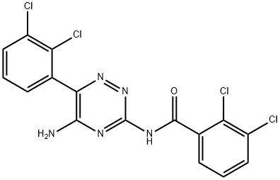 ラモトリジン関連化合物D (N-[5-アミノ-6-(2,3-ジクロロフェニル)-1,2,4-トリアジン-3-イル]-2,3-ジクロロベンズアミド) 化学構造式