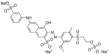 4-ヒドロキシ-3-[[2-メトキシ-5-メチル-4-[[2-[(ソジオオキシスルホニル)オキシ]エチル]スルホニル]フェニル]アゾ]-6-[[3-(ソジオオキシスルホニル)フェニル]アミノ]-2-ナフタレンスルホン酸ナトリウム 化学構造式