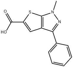 1-メチル-3-フェニル-1H-チエノ[2,3-C]ピラゾール-5-カルボン酸 化学構造式