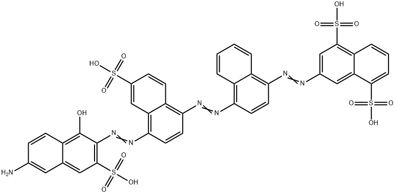 3-[[4-[[4-[(6-アミノ-1-ヒドロキシ-3-スルホ-2-ナフタレニル)アゾ]-6-スルホ-1-ナフタレニル]アゾ]-1-ナフタレニル]アゾ]-1,5-ナフタレンジスルホン酸 化学構造式