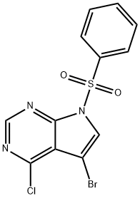 7-Benzenesulfonyl-5-bromo-4-chloro-7H-pyrrolo[2,3-d]pyrimidine Struktur