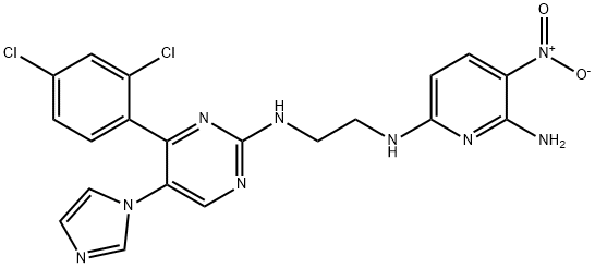 2,6-PYRIDINEDIAMINE, N6-[2-[[4-(2,4-DICHLOROPHENYL)-5-(1H-IMIDAZOL-1-YL)-2-PYRIMIDINYL]AMINO]ETHYL]-3-NITRO- 化学構造式