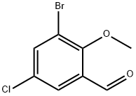 3-ブロモ-5-クロロ-2-メトキシベンズアルデヒド 化学構造式