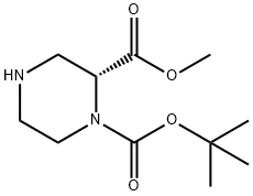 (R)-1-N-BOC-ピペラジン-2-カルボン酸メチルエステル 化学構造式