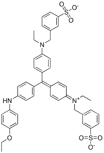 hydrogen [4-[[4-[(4-ethoxyphenyl)amino]phenyl][4-[ethyl(3-sulphonatobenzyl)amino]phenyl]methylene]cyclohexa-2,5-dien-1-ylidene](ethyl)(3-sulphonatobenzyl)ammonium Structure