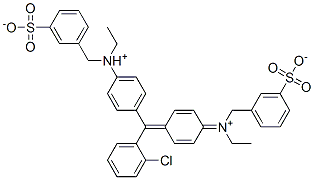 [4-[(2-chlorophenyl)[4-[ethyl[(3-sulphonatophenyl)methyl]ammonio]phenyl]methylene]cyclohexa-2,5-dien-1-ylidene](ethyl)(3-sulphonatobenzyl)ammonium 结构式
