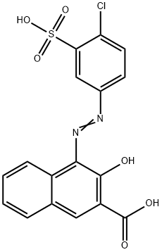 4-[(4-クロロ-3-スルホフェニル)アゾ]-3-ヒドロキシ-2-ナフタレンカルボン酸二ナトリウム 化学構造式