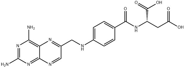 N-[4-[[(2,4-ジアミノ-6-プテリジニル)メチル]アミノ]ベンゾイル]-L-アスパラギン酸 化学構造式