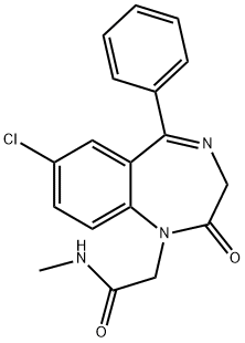 2,3-Dihydro-2-oxo-7-chloro-5-phenyl-N-methyl-1H-1,4-benzodiazepine-1-acetamide 结构式
