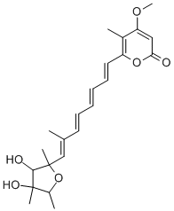 4-メトキシ-5-メチル-6-[(1E,3E,5E,7E)-7-メチル-8-[(2S)-テトラヒドロ-3α,4β-ジヒドロキシ-2,4,5β-トリメチルフラン-2-イル]-1,3,5,7-オクタテトラエニル]-2H-ピラン-2-オン 化学構造式