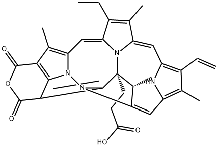 (17S,18S)-18-(2-カルボキシエチル)-12-ビニル-7-エチル-17,18-ジヒドロ-3,8,13,17-テトラメチル-21H,23H-ポルフィリン-2,20-ジカルボン酸2,20-無水物 化学構造式