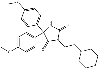5,5-bis(4-methoxyphenyl)-3-[2-(1-piperidyl)ethyl]imidazolidine-2,4-dione  Structure