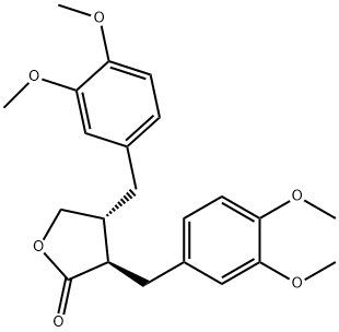 [3R,(-)]-ジヒドロ-3α,4β-ビス(3,4-ジメトキシベンジル)フラン-2(3H)-オン 化学構造式