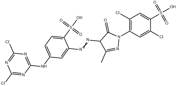 2,5-ジクロロ-4-[[4-[[5-[(4,6-ジクロロ-1,3,5-トリアジン-2-イル)アミノ]-2-スルホフェニル]アゾ]-4,5-ジヒドロ-3-メチル-5-オキソ-1H-ピラゾール]-1-イル]ベンゼンスルホン酸 化学構造式