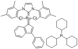 三环己基磷并[1,3-双(2,4,6-三甲基苯基)咪唑-2-基][3-苯基-1H-茚-1-YLIDENE]二氯化钌,254972-49-1,结构式