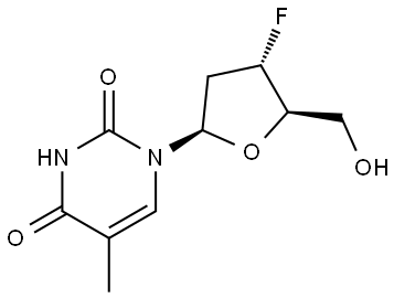 3'-フルオロ-3'-デオキシチミジン 化学構造式