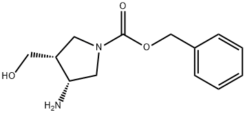 1-PYRROLIDINECARBOXYLIC ACID, 3-AMINO-4-(HYDROXYMETHYL)-, PHENYLMETHYL ESTER, (3R,4R)- Structure