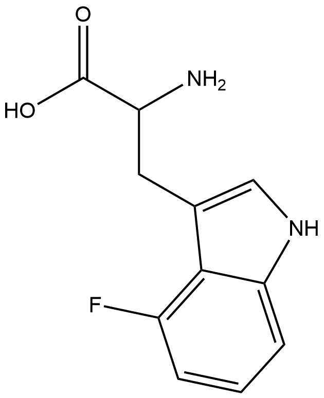 DL-2-アミノ-3-(4-フルオロインドリル)プロピオン酸 化学構造式