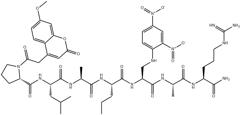 MCA-PRO-LEU-ALA-NVA-DAP(DNP)-ALA-ARG-NH2 Structure
