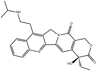 (S)-4-Ethyl-4-hydroxy-11-[2-(isopropylamino)ethyl]-3,4,12,14-tetrahydro-1H-pyrano[3',4':6,7]indolizino[1,2-b]quinoline-3,14-dione Struktur