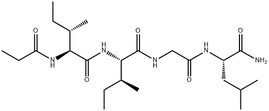 N-(1-氧代丙基)-L-异亮氨酰-L-异亮氨酰甘氨酰-L-亮氨酰胺, 256419-86-0, 结构式