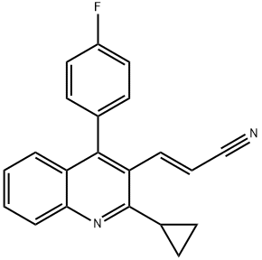 (E)-3-[2-环丙基-4-(4-氟苯基)-3-喹啉基]-2-丙烯腈, 256431-72-8, 结构式