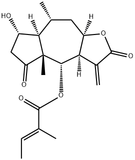 2-Methyl-2-butenoic acid dodecahydro-7-hydroxy-4a,8-dimethyl-3-methylene-2,5-dioxoazuleno[6,5-b]furan-4-yl ester Structure