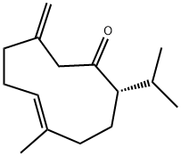 (2S,5E)-5-メチル-9-メチレン-2-イソプロピル-5-シクロデセン-1-オン 化学構造式