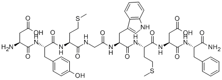 H-ASP-TYR-MET-GLY-TRP-MET-ASP-PHE-NH2 Structure