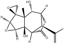 (7R,8R)-1aβ,1b,5,6,6a,7aβ-ヘキサヒドロ-1bα,6β-ジヒドロキシ-6aα-メチル-8-(1-メチルエテニル)スピロ[2α,5α-メタノ-7H-オキシレノ[3,4]シクロペンタ[1,2-d]オキセピン-7,2'-オキシラン]-3(2H)-オン 化学構造式