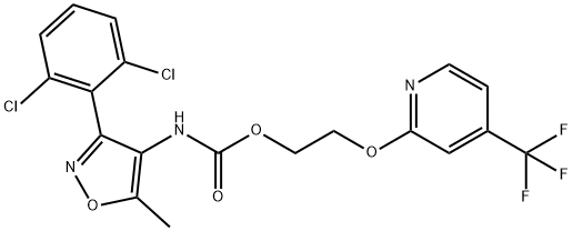 CARBAMIC ACID, [3-(2,6-DICHLOROPHENYL)-5-METHYL-4-ISOXAZOLYL]-, 2-[[4-(TRIFLUOROMETHYL)-2-PYRIDINYL]OXY]ETHYL ESTER Struktur