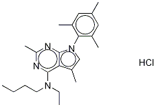 N-丁基-N-乙基-2,5-二甲基-7-(2,4,6-三甲基苯基)-7H-吡咯[2,3-D]嘧啶-4-胺盐酸盐, 257639-98-8, 结构式