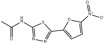 N-[5-(5-ニトロ-2-フラニル)-1,3,4-チアジアゾール-2-イル]アセトアミド 化学構造式