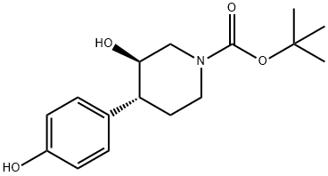 N-叔丁氧羰基-4-(4-羟基苯基)-(3S,4S)-3-哌啶醇, 257938-67-3, 结构式