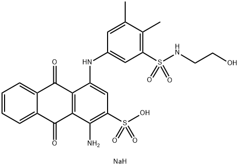 1-アミノ-9,10-ジヒドロ-4-[[5-[[(2-ヒドロキシエチル)アミノ]スルホニル]-3,4-ジメチルフェニル]アミノ]-9,10-ジオキソ-2-アントラセンスルホン酸ナトリウム 化学構造式