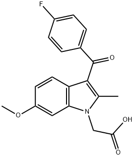 3-(p-フルオロベンゾイル)-6-メトキシ-2-メチル-1H-インドール-1-酢酸 化学構造式