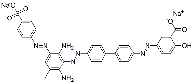 disodium 5-[[4'-[[2,6-diamino-3-methyl-5-[(4-sulphonatophenyl)azo]phenyl]azo][1,1'-biphenyl]-4-yl]azo]salicylate 结构式