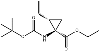 (1R,2S)-1-[(tert-ブトキシカルボニル)アミノ]-2-ビニルシクロプロパン-1-カルボン酸エチル 化学構造式