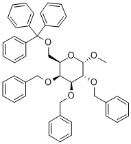 甲基 2,3,4-三-O-(苯基甲基)-6-O-(三苯基甲基)-ALPHA-D-吡喃半乳糖苷 结构式