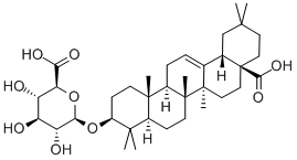 17β-カルボキシ-28-ノルオレアナ-12-エン-3β-イルβ-D-グルコピラノシドウロン酸 化学構造式