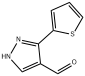 3-(2-チエニル)-1H-ピラゾール-4-カルバルデヒド 化学構造式
