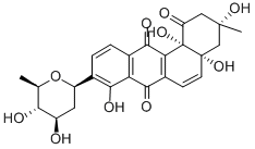 (3R)-9-(2,6-ジデオキシ-β-D-arabino-ヘキソピラノシル)-3,4,4a,12b-テトラヒドロ-3α,4aα,8,12bα-テトラヒドロキシ-3-メチルベンゾ[a]アントラセン-1,7,12(2H)-トリオン 化学構造式
