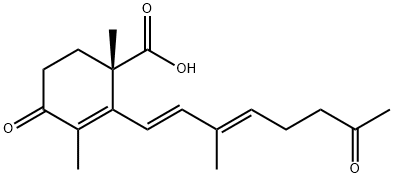 (S)-1,3-ジメチル-2-[(1E,3E)-3-メチル-7-オキソ-1,3-オクタジエニル]-4-オキソ-2-シクロヘキセン-1-カルボン酸 化学構造式