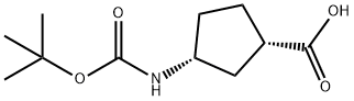 (+)-(1S,3R)-N-BOC-3-AMINOCYCLOPENTANECARBOXYLIC ACID Struktur