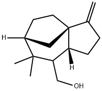 デカヒドロ-3a,6-メタノ-7,7-ジメチル-3-メチレンアズレン-8-メタノール 化学構造式