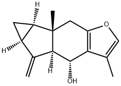 (4R)-4,4aα,5,5aα,6,6aα,6b,7-オクタヒドロ-3,6bβ-ジメチル-5-メチレンシクロプロパ[2,3]インデノ[5,6-b]フラン-4α-オール 化学構造式