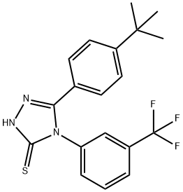 5-[4-(TERT-ブチル)フェニル]-4-[3-(トリフルオロメチル)フェニル]-4H-1,2,4-トリアゾール-3-チオール 化学構造式