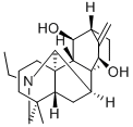 (20R)-16,17-ジデヒドロ-21-エチル-4-メチル-7α,20-シクロアチダン-11β,15β-ジオール 化学構造式