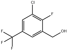 3-クロロ-2-フルオロ-5-(トリフルオロメチル)ベンジルアルコール 化学構造式
